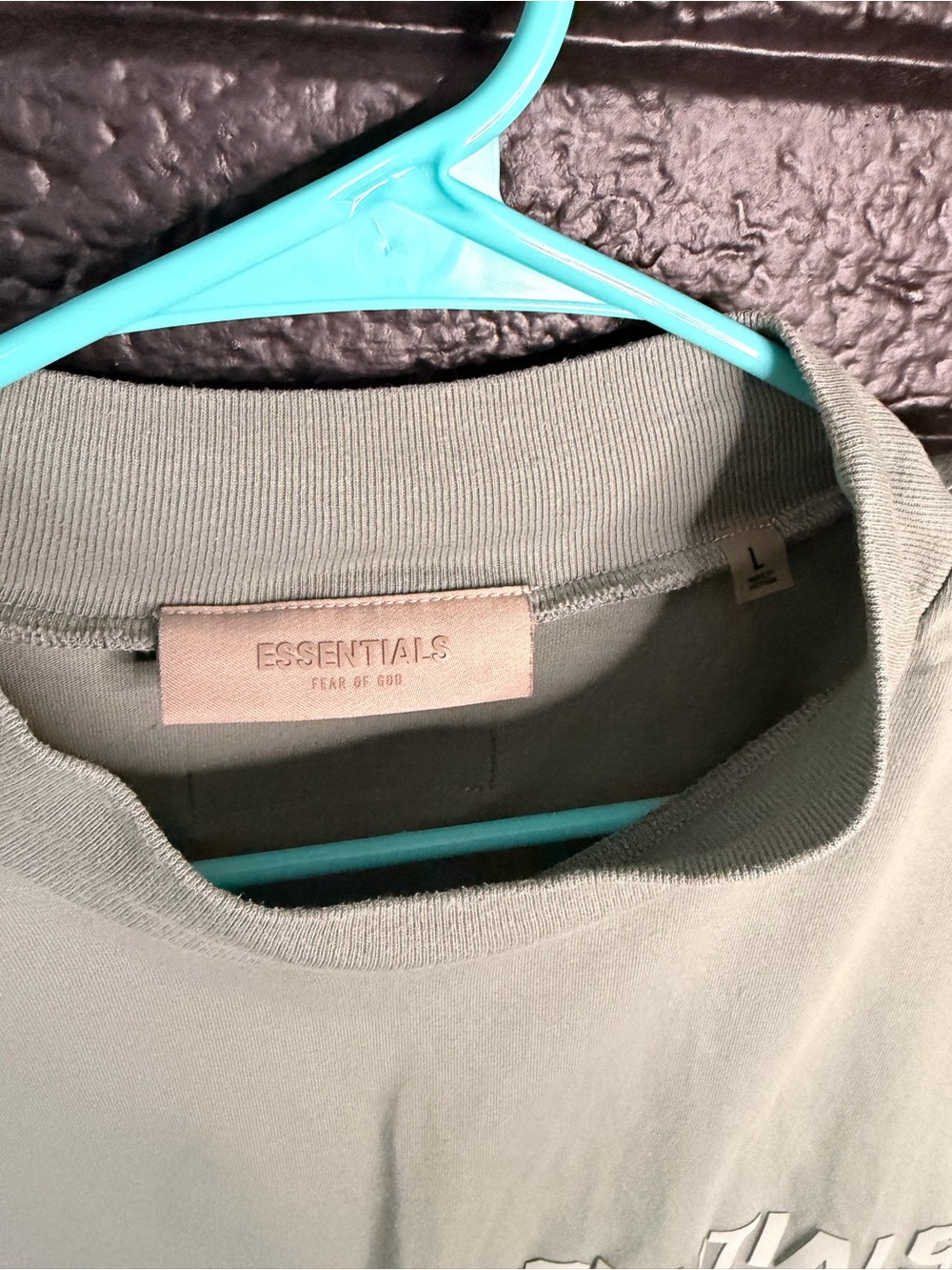 ESSENTIALS Men's Long Sleeve Tee - Sage Green | Size Large - Picture 4 of 5